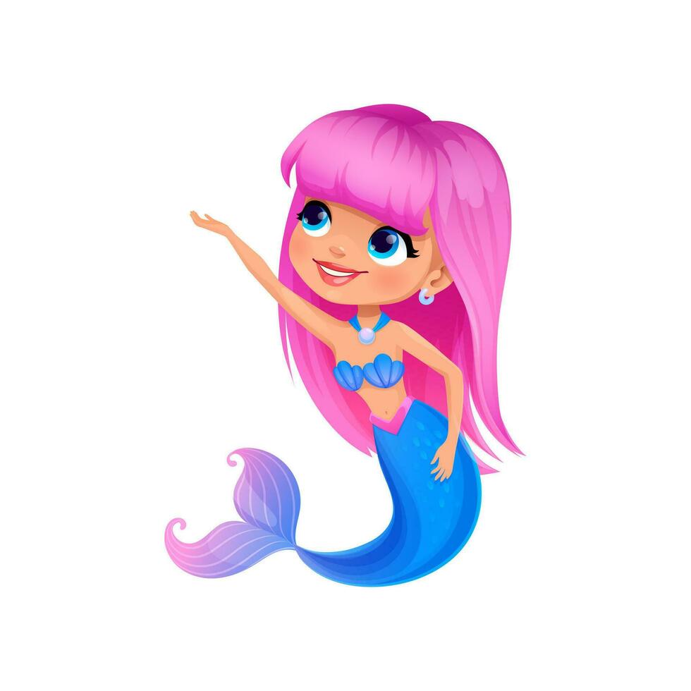 dibujos animados sirena personaje, adorable linda niña vector