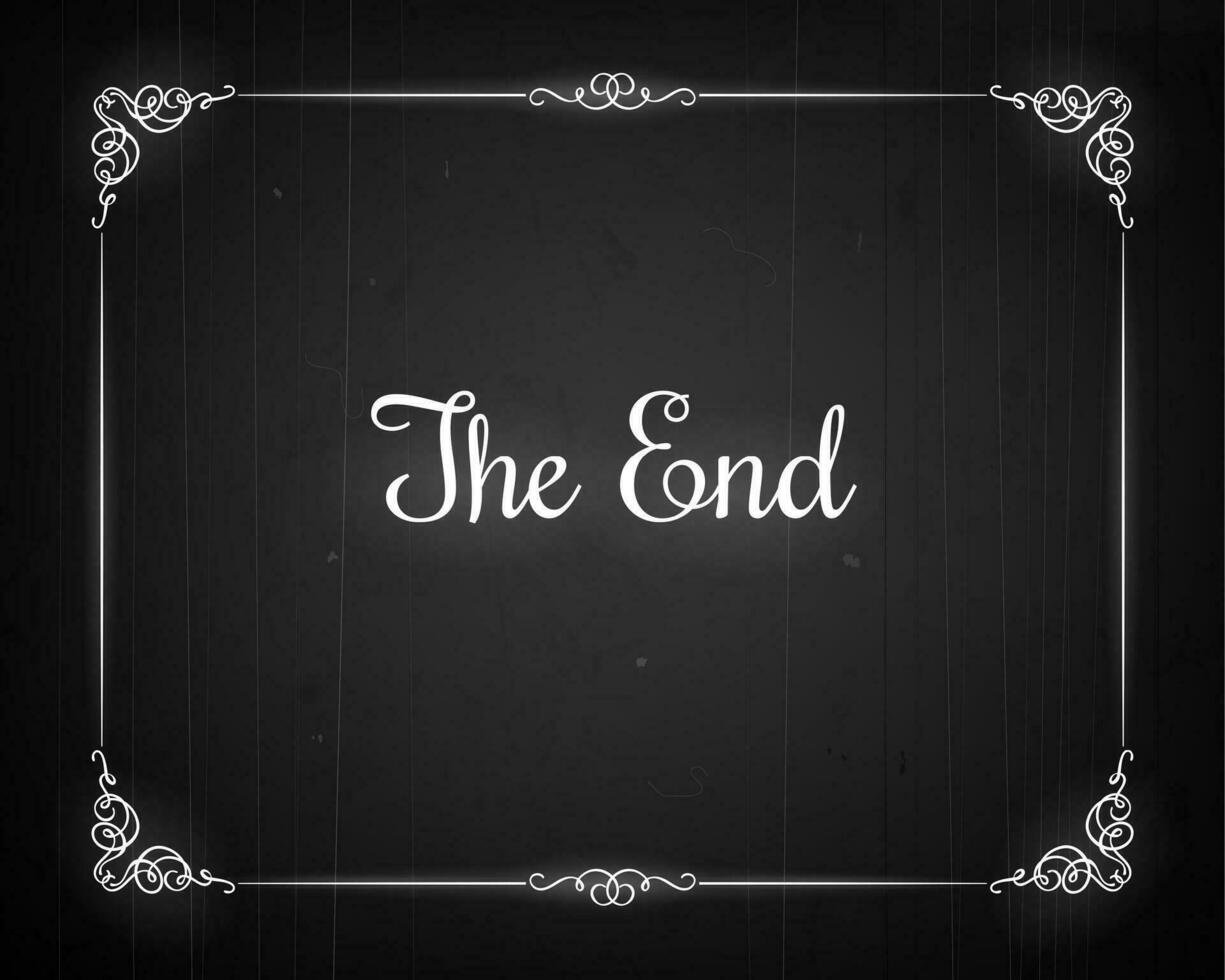 Silent movie cinema film end screen vintage border vector