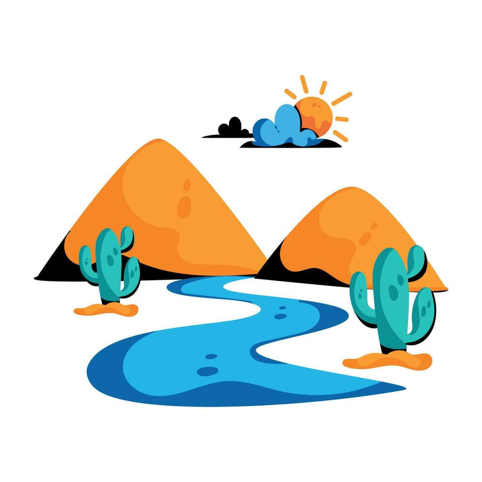 Trendy Desert River vector