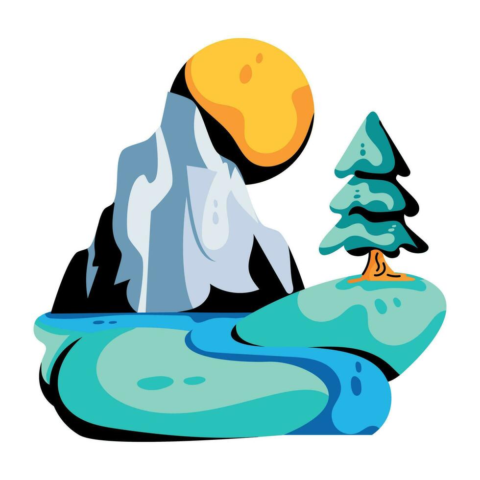 Trendy Lake Scenery vector