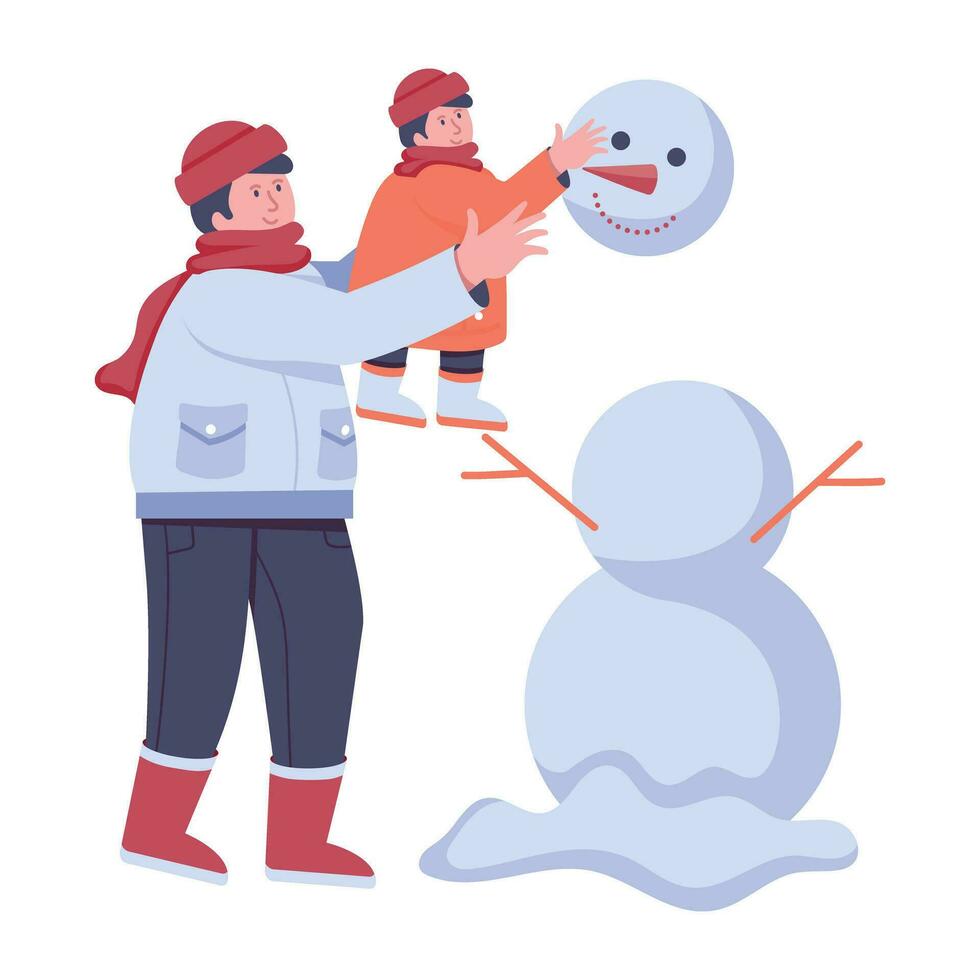 Trendy Making Snowman vector