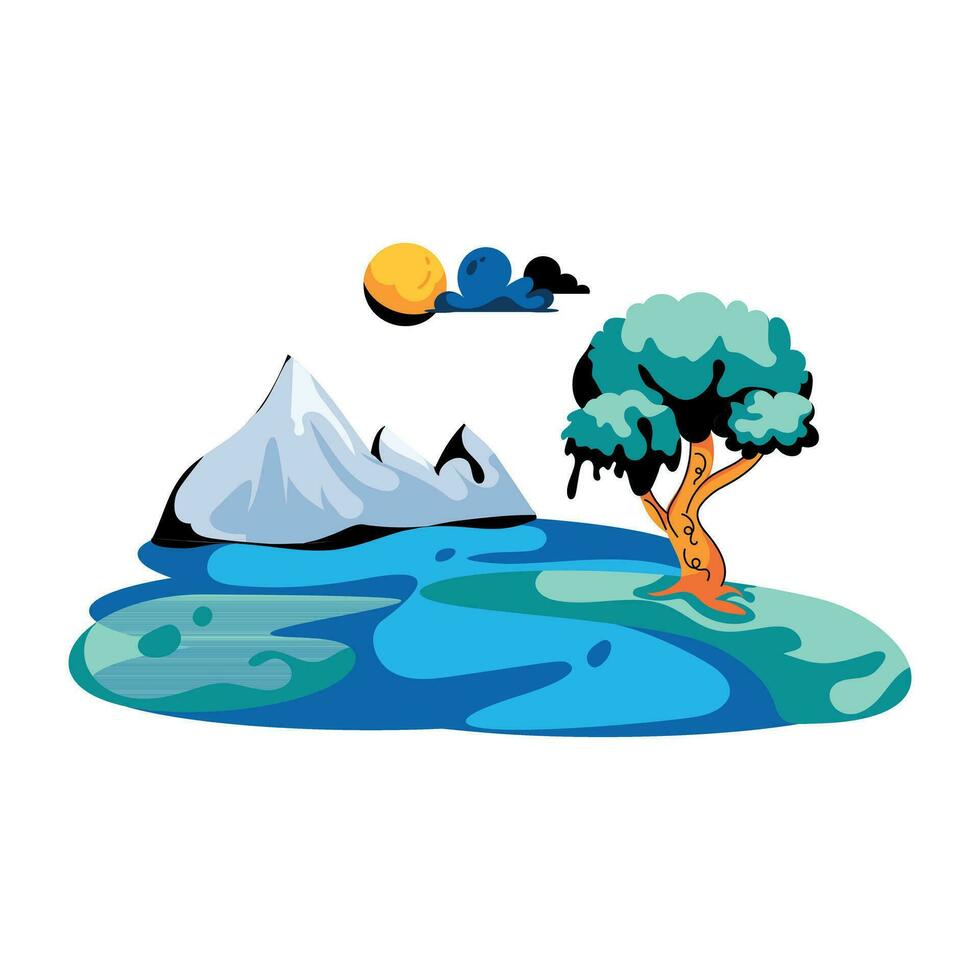 Trendy Lake Scenery vector