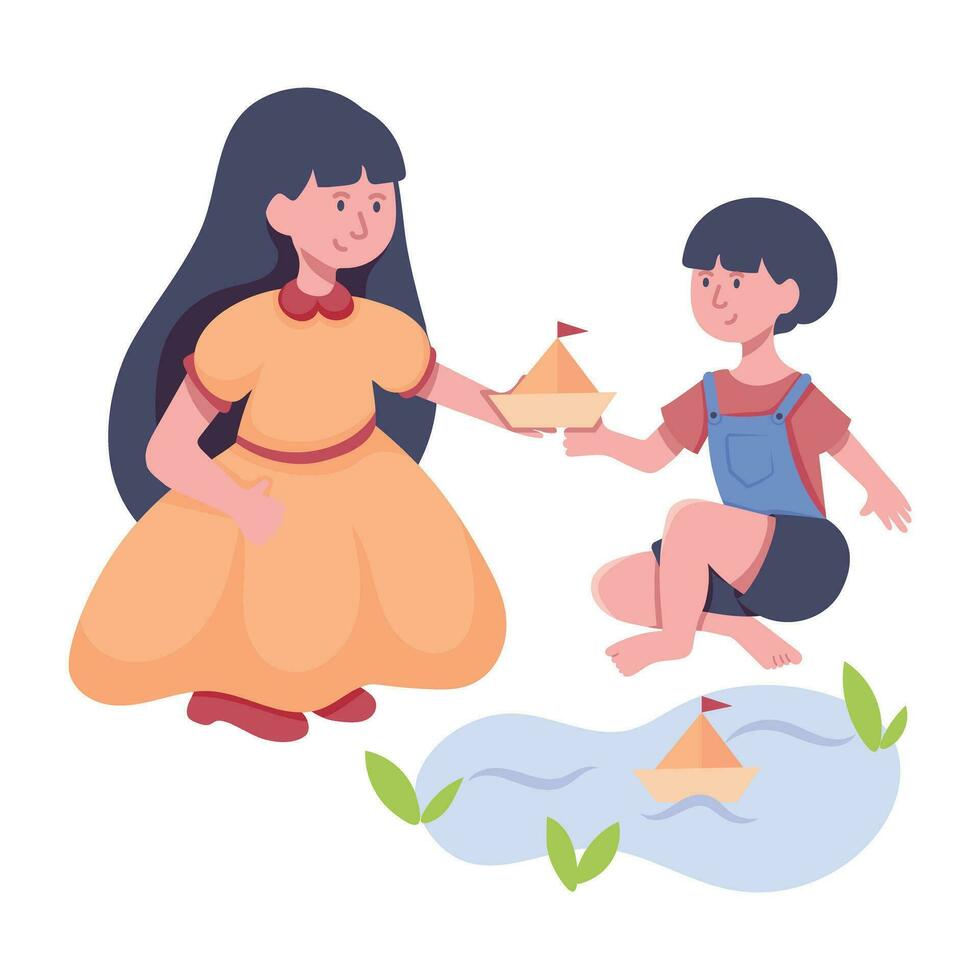 Trendy Siblings Time vector