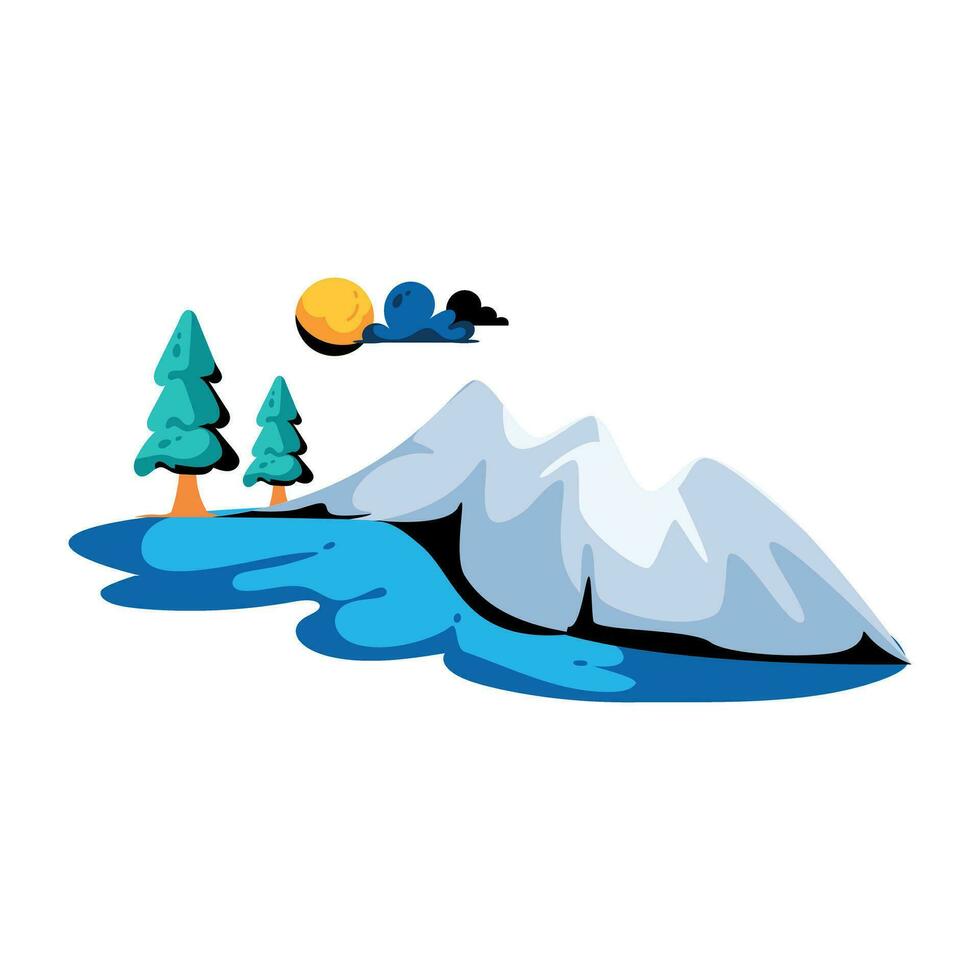 Trendy River Scenery vector
