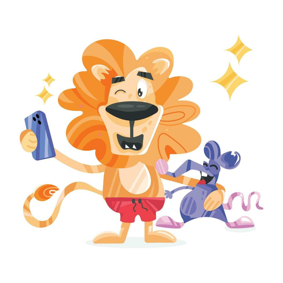 Trendy Lion Selfie vector