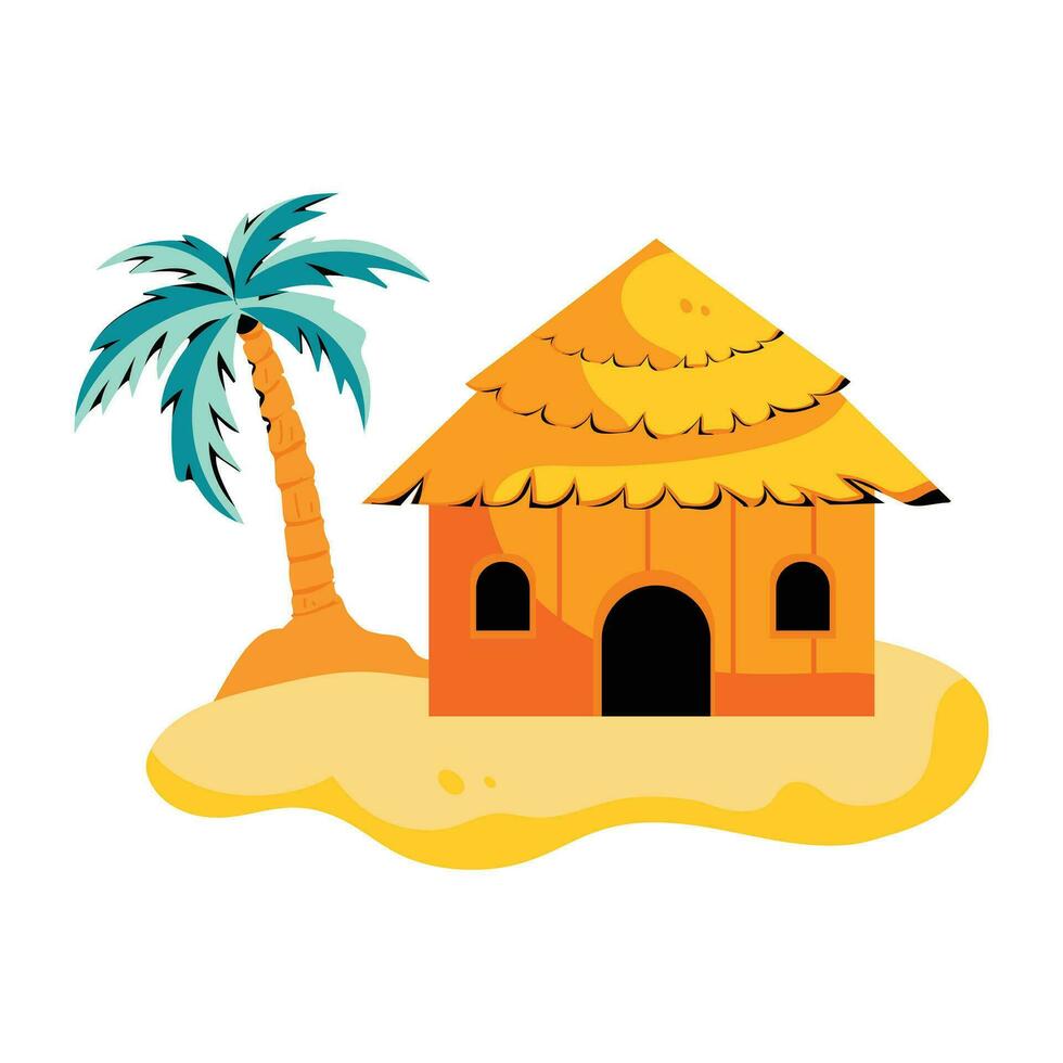 Trendy Beach Cottage vector