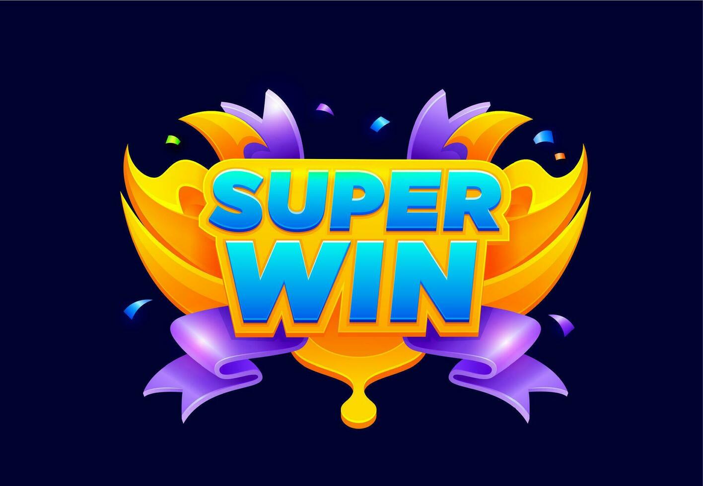 Game win popup banner, victory congrats icon vector