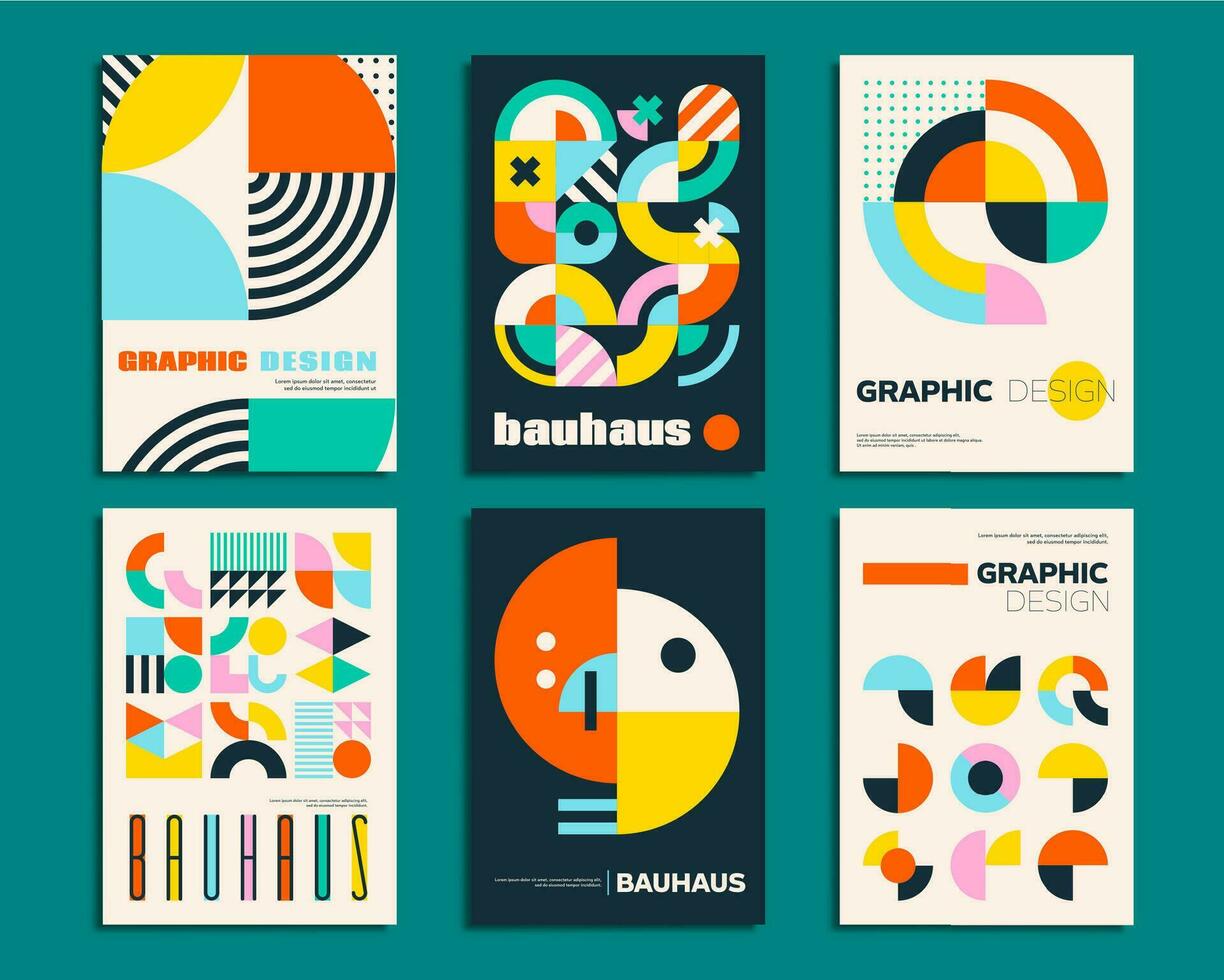 Bauhaus posters with geometric abstract patterns vector