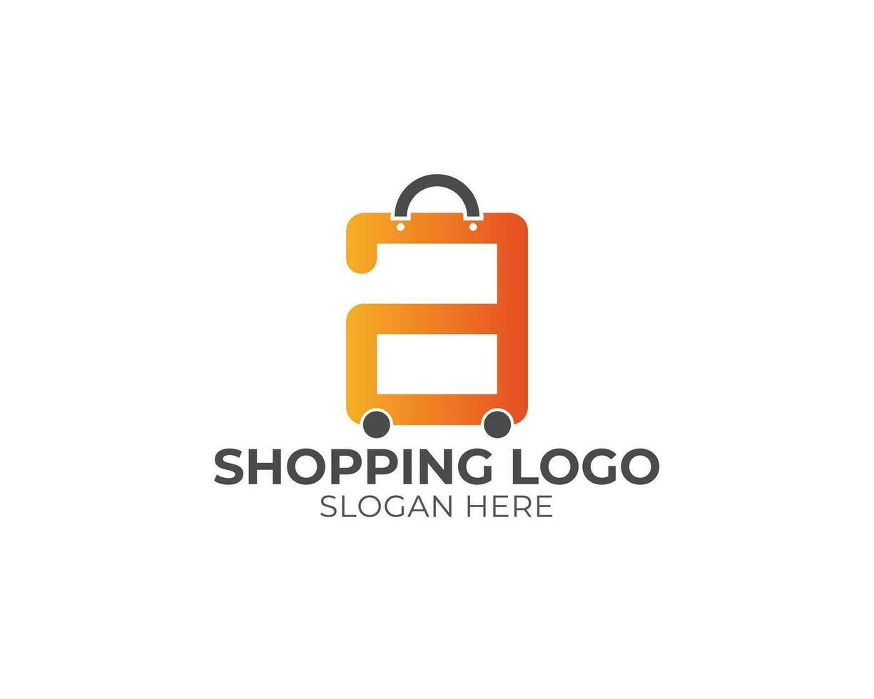 shopping logo letter a design vector