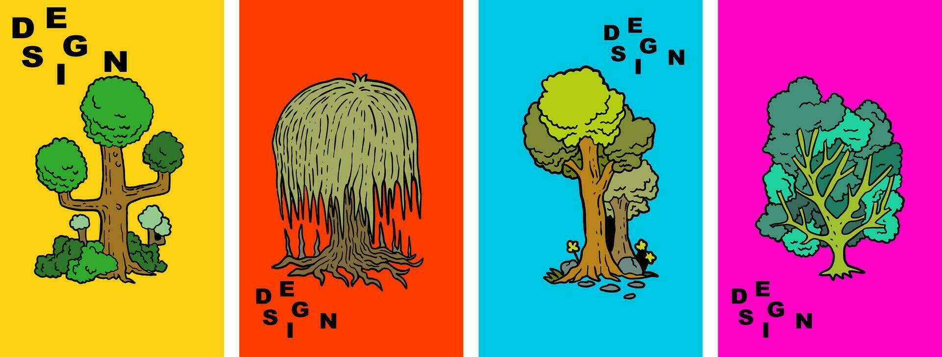 tree poster set design vector