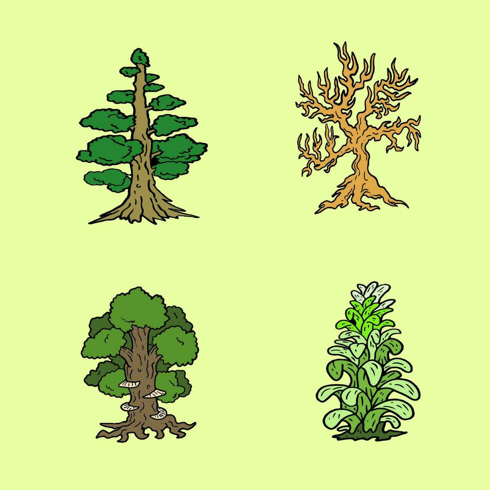 árbol conjunto vector ilustración para elemento, plantilla, diseño, ilustración, etc