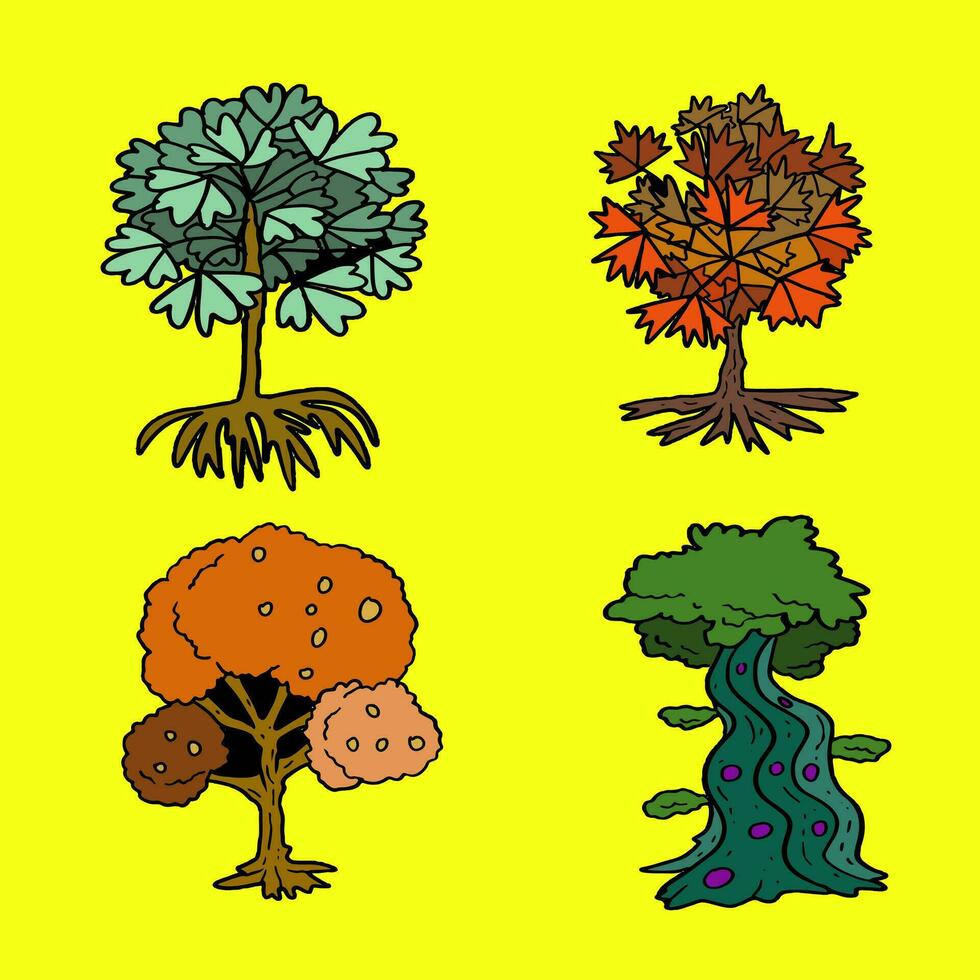 árbol conjunto elemento ilustración diseño vector