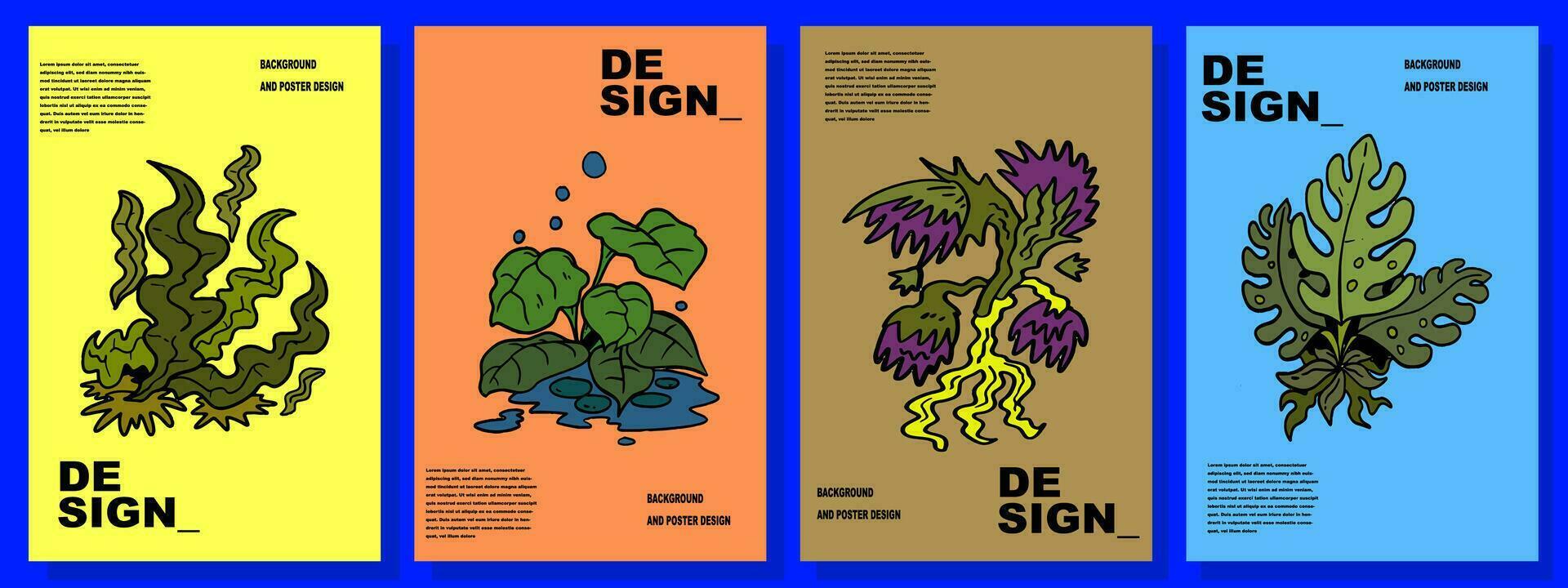 naturaleza conjunto póster diseño vector
