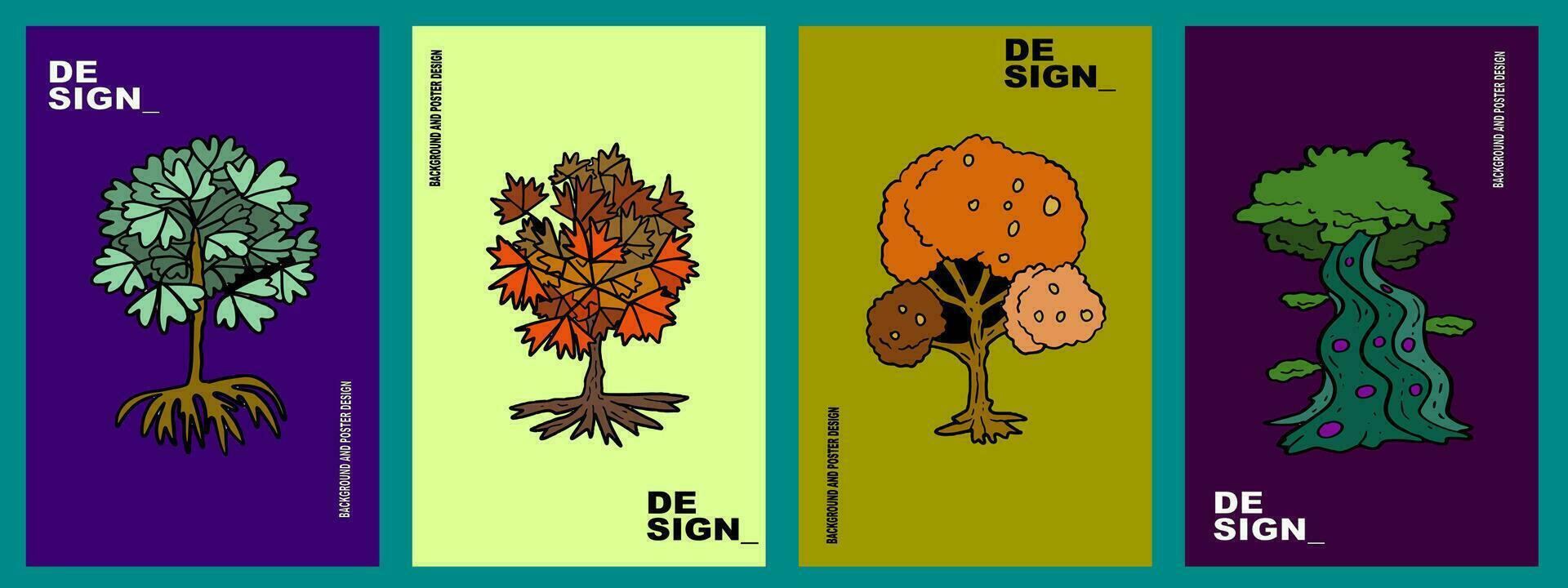 tree poster set design vector