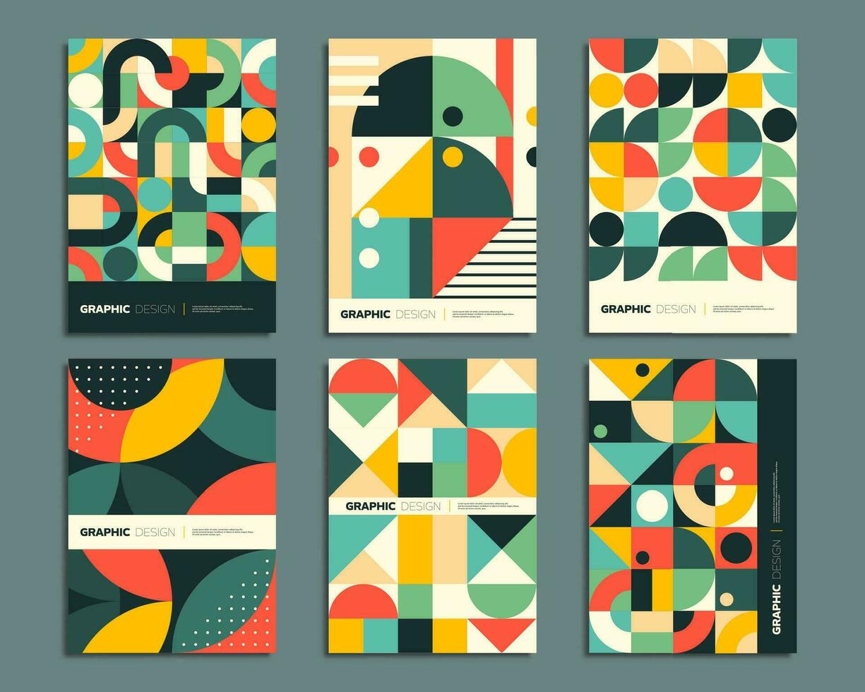 Bauhaus posters, simple geometric abstract pattern vector