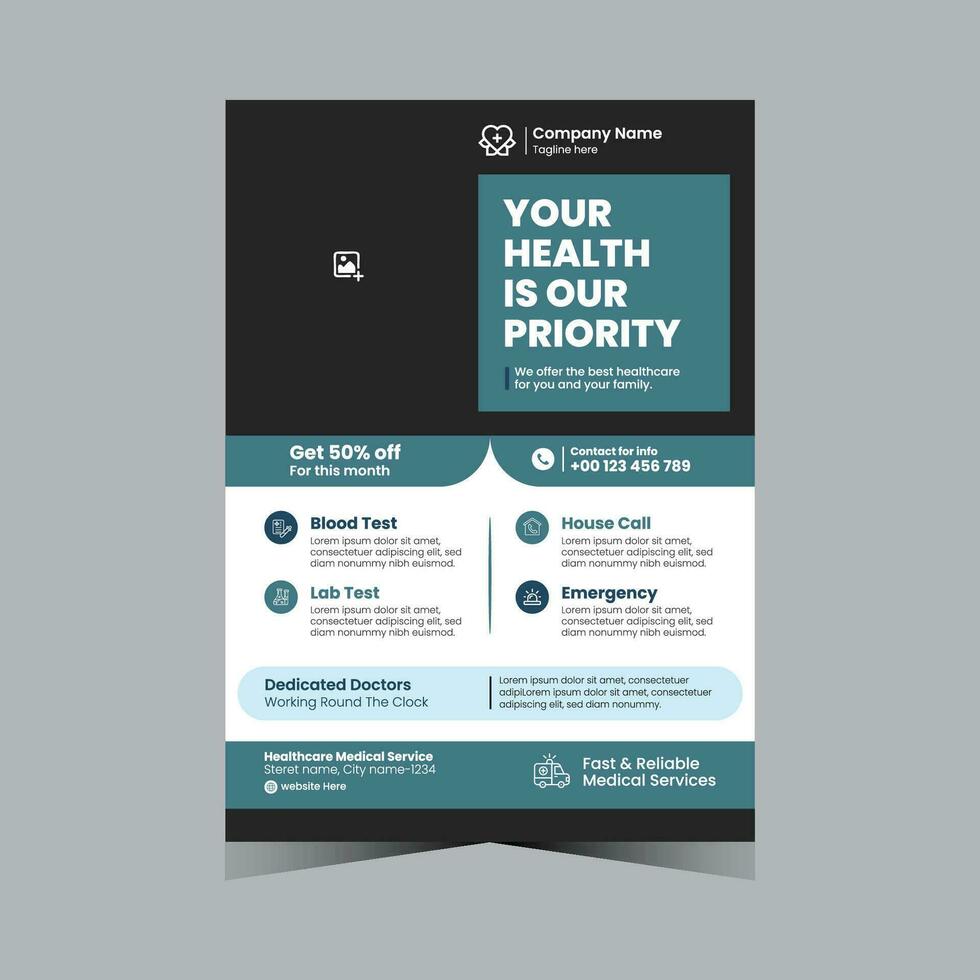 Free Healthcare Flyer Design Template. vector