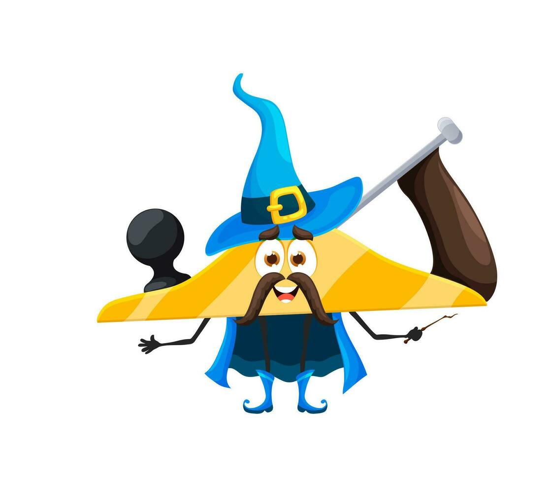 Cartoon Halloween plane tool wizard character vector