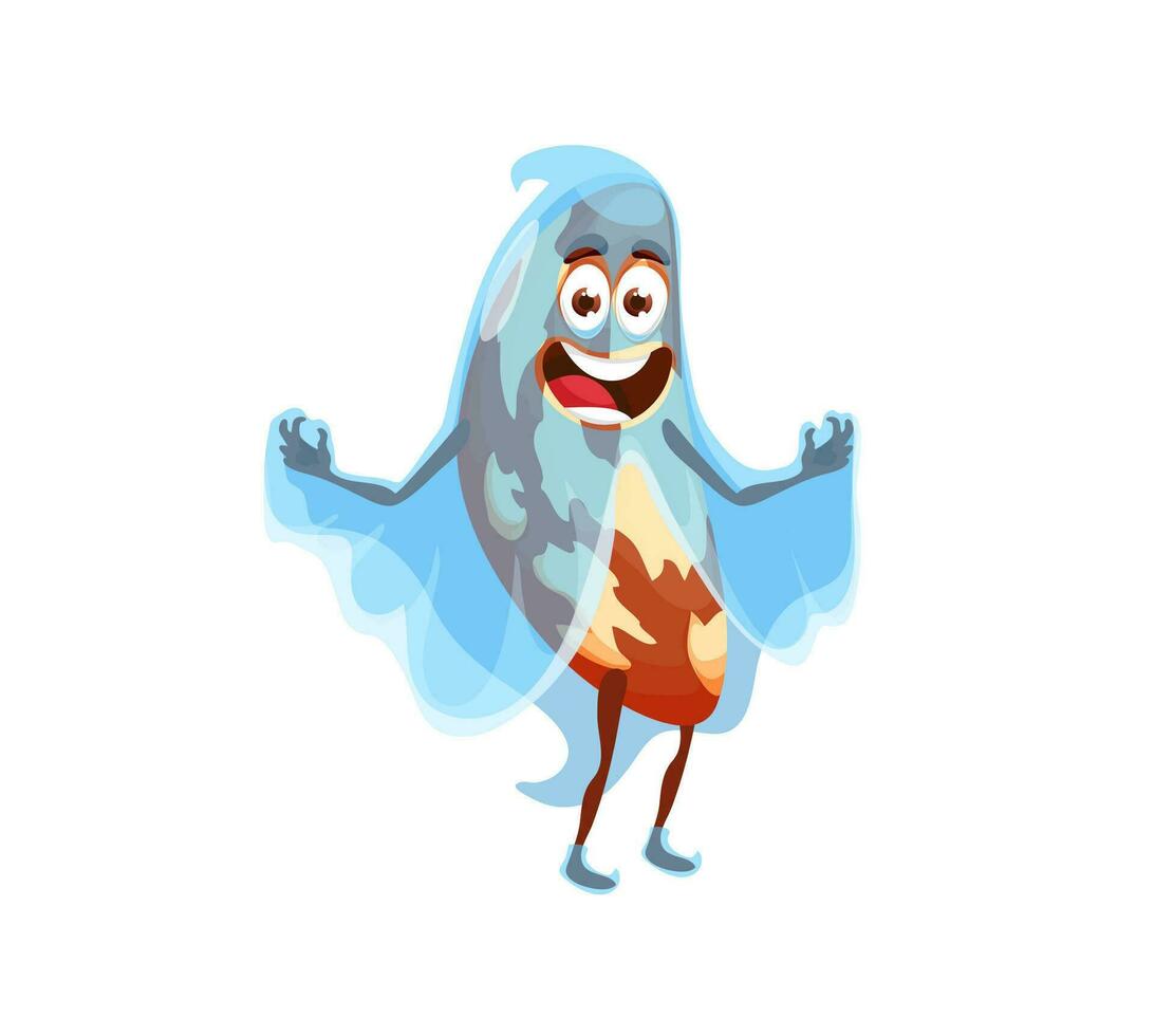 Cartoon Halloween ghost brazil nut character vector