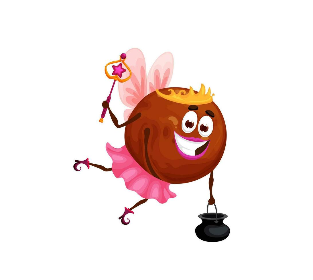 Cartoon halloween macadamia fairy vector character