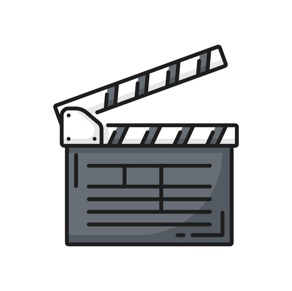 Filmmaking clapperboard, video production icon vector