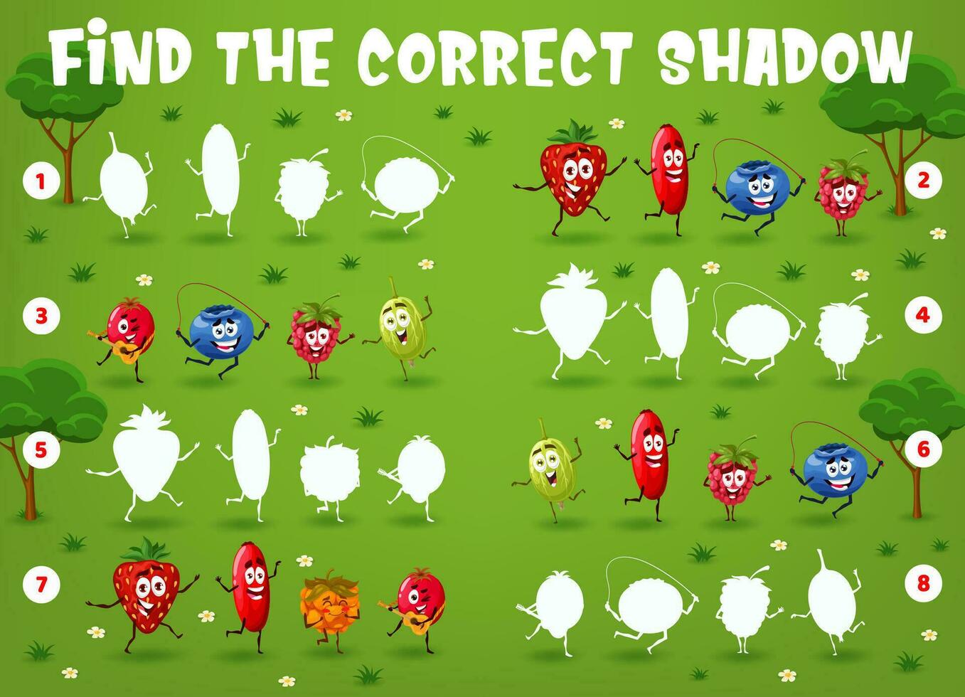 Find the correct shadow game with berry characters 25432252 Vector Art ...