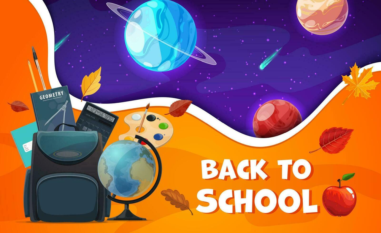 Landing page or back to school cartoon poster vector