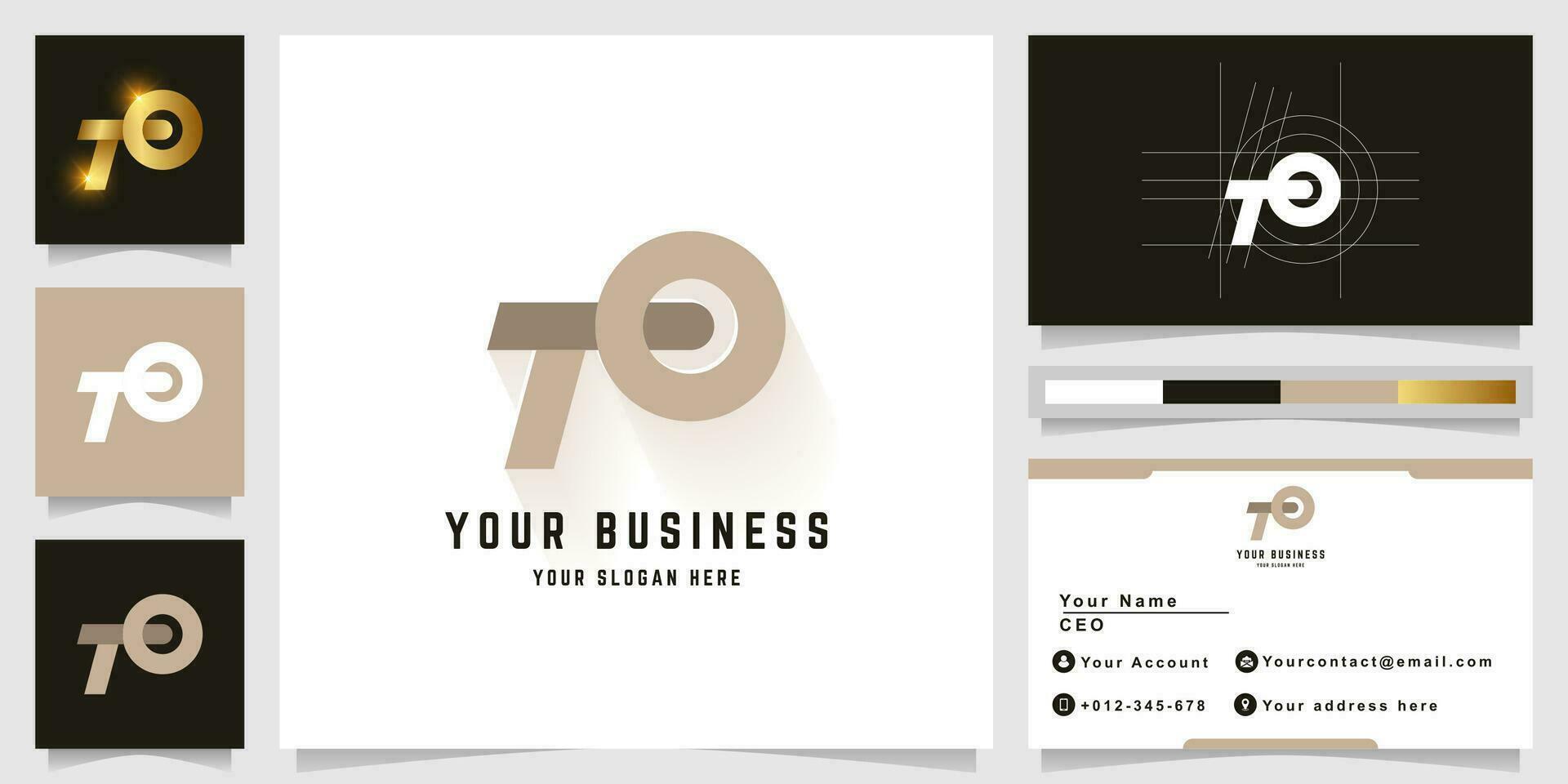 Letter TO or TQ monogram logo with business card design vector