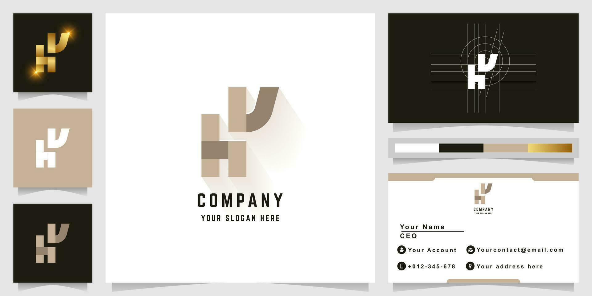 Letter Hv or hy monogram logo with business card design vector