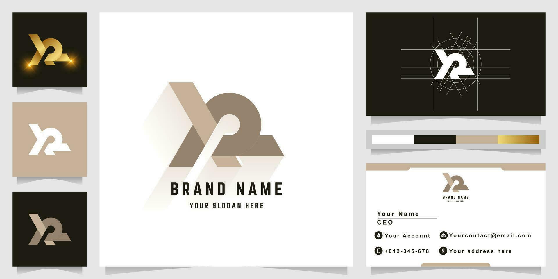 Letter XR or YR monogram logo with business card design vector