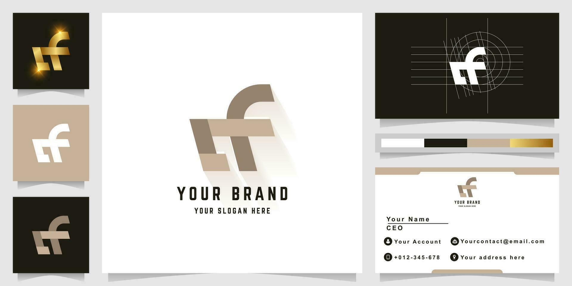 Letter df or cf monogram logo with business card design vector
