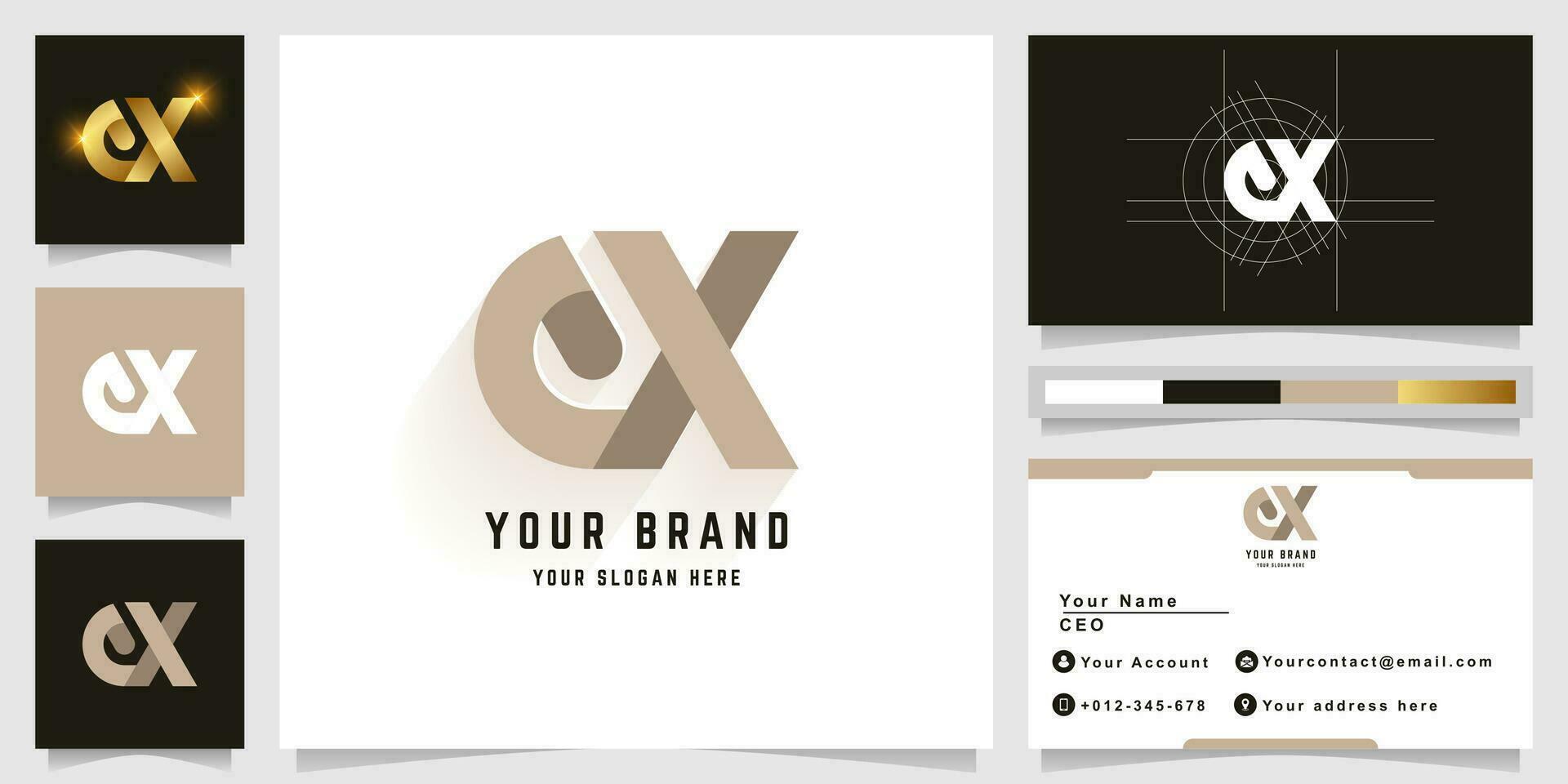 Letter eX or dX monogram logo with business card design vector