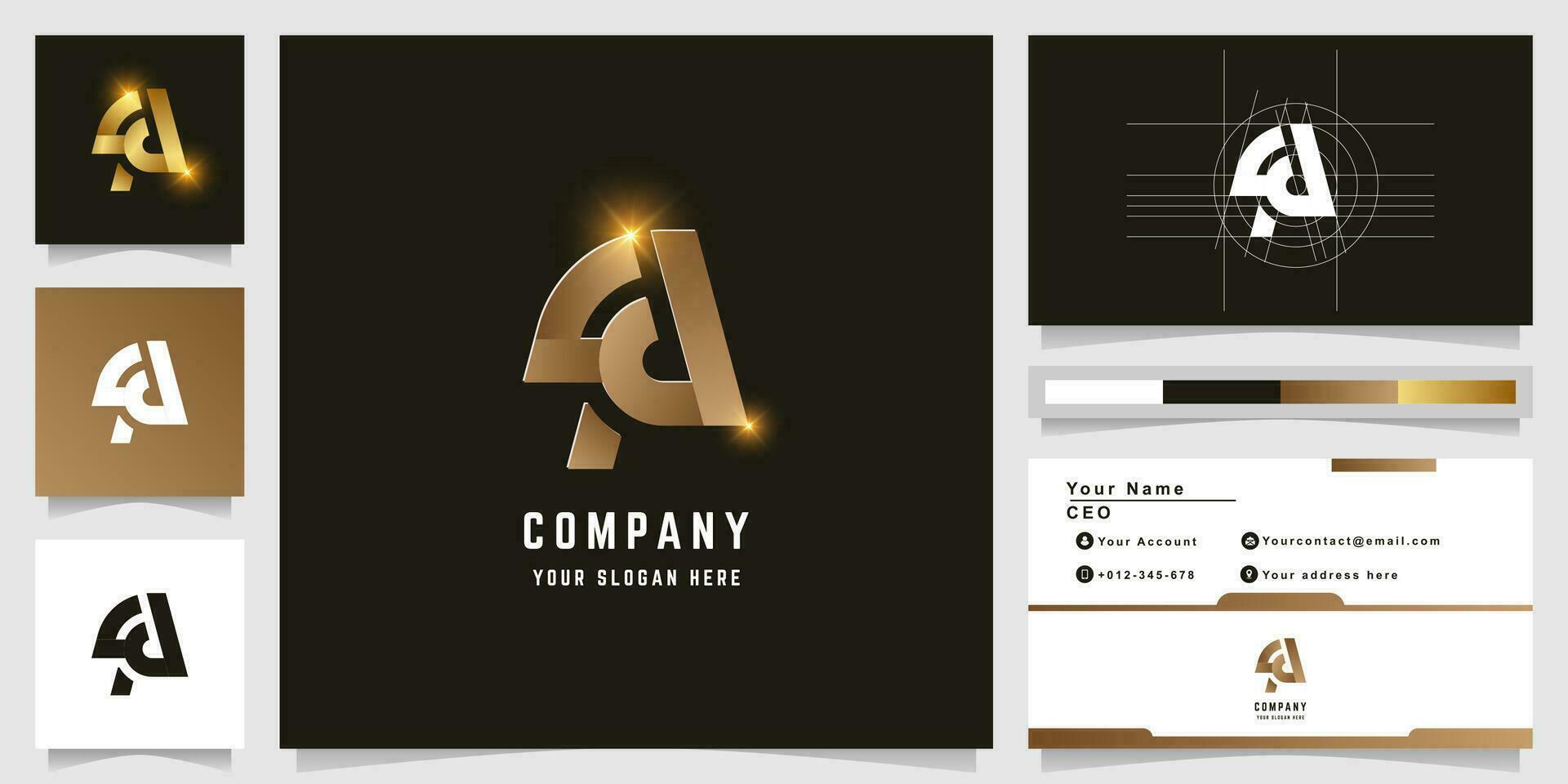 Letter yd or fd monogram logo with business card design vector