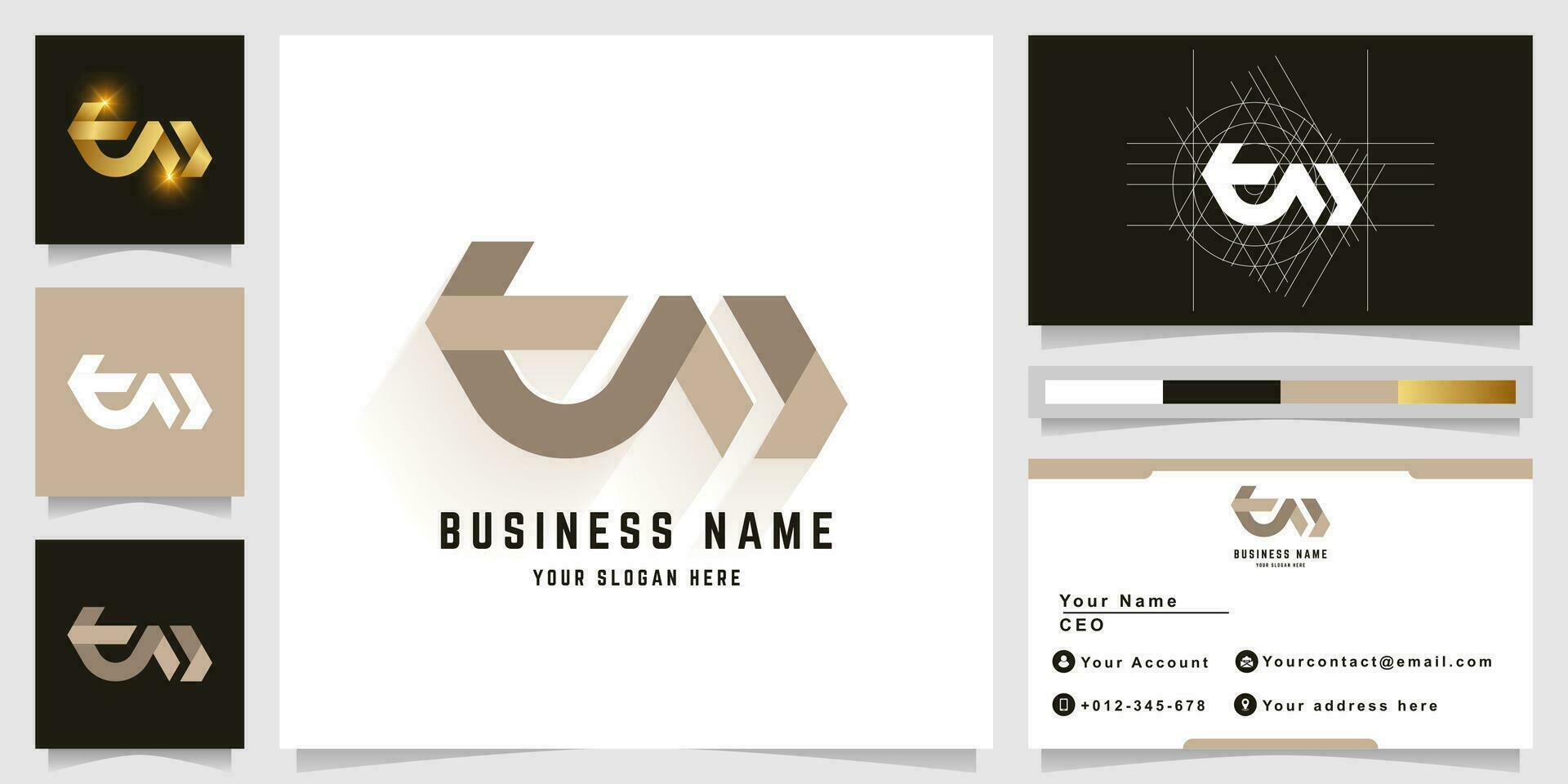 Letter tM or tN monogram logo with business card design vector