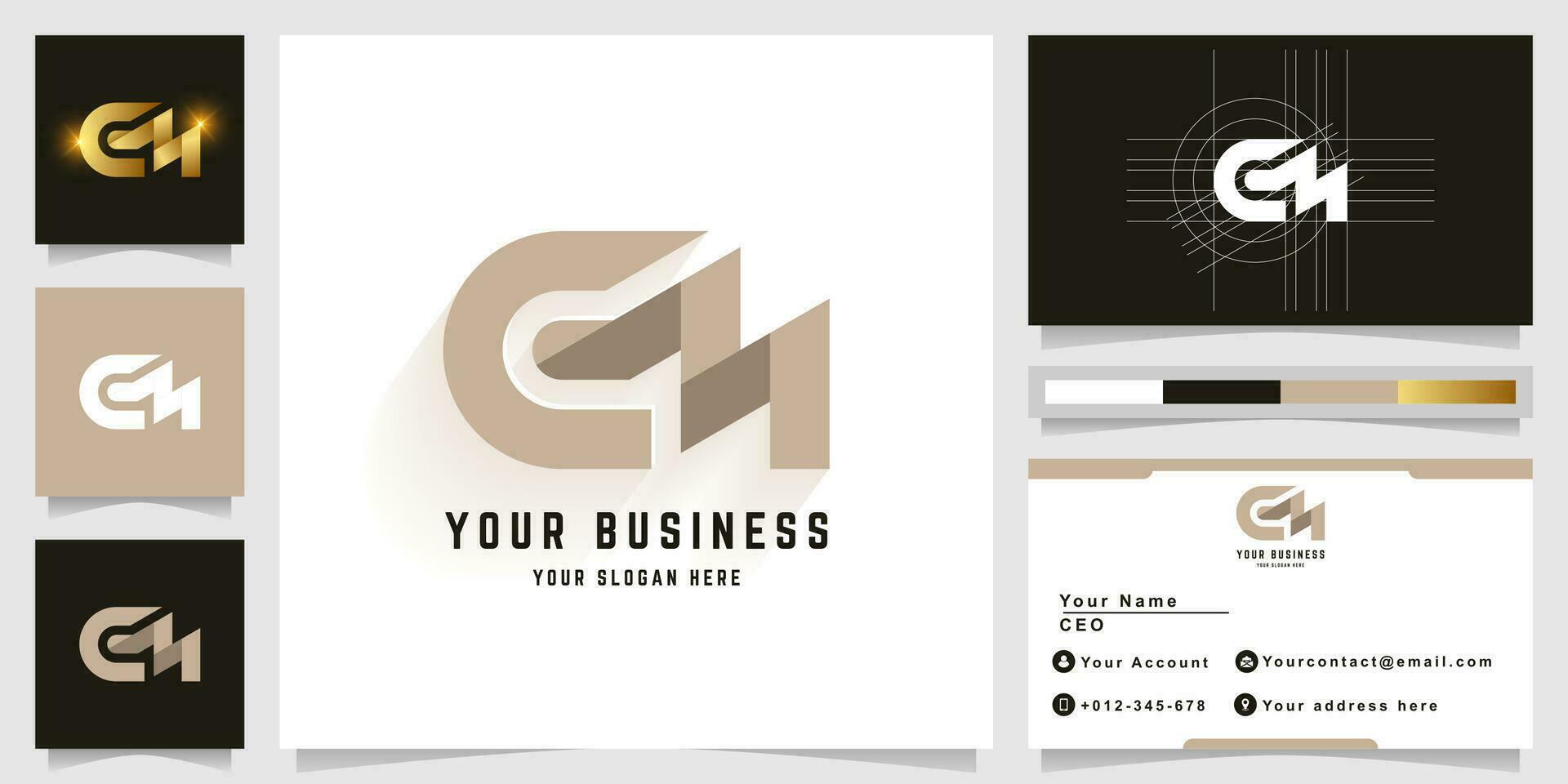 Letter CM or GM monogram logo with business card design vector