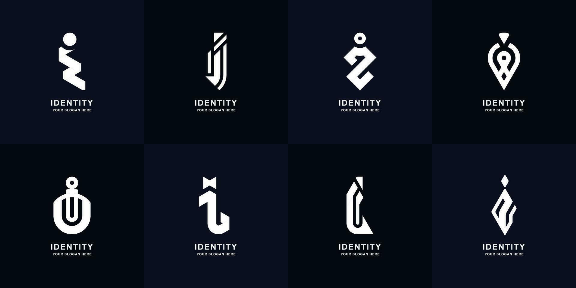 Collection letter i or ii monogram logo design vector