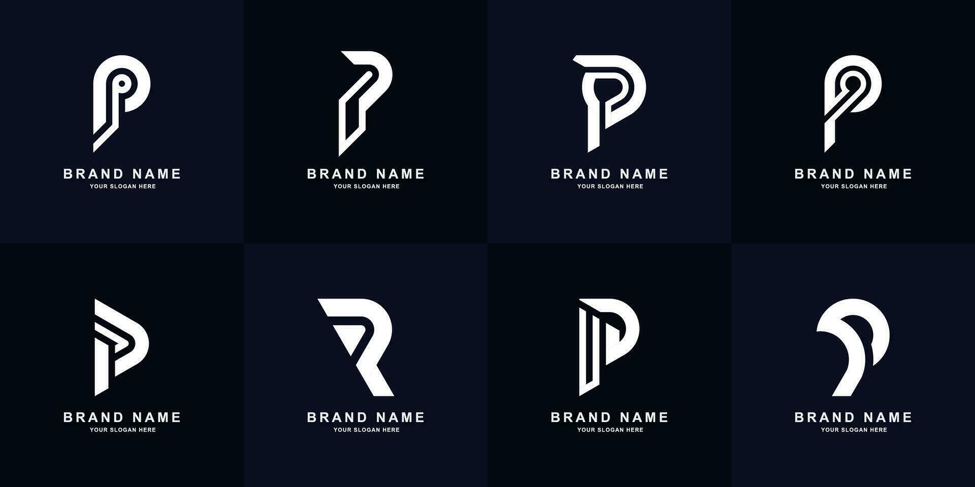 Collection letter P or PP monogram logo design vector