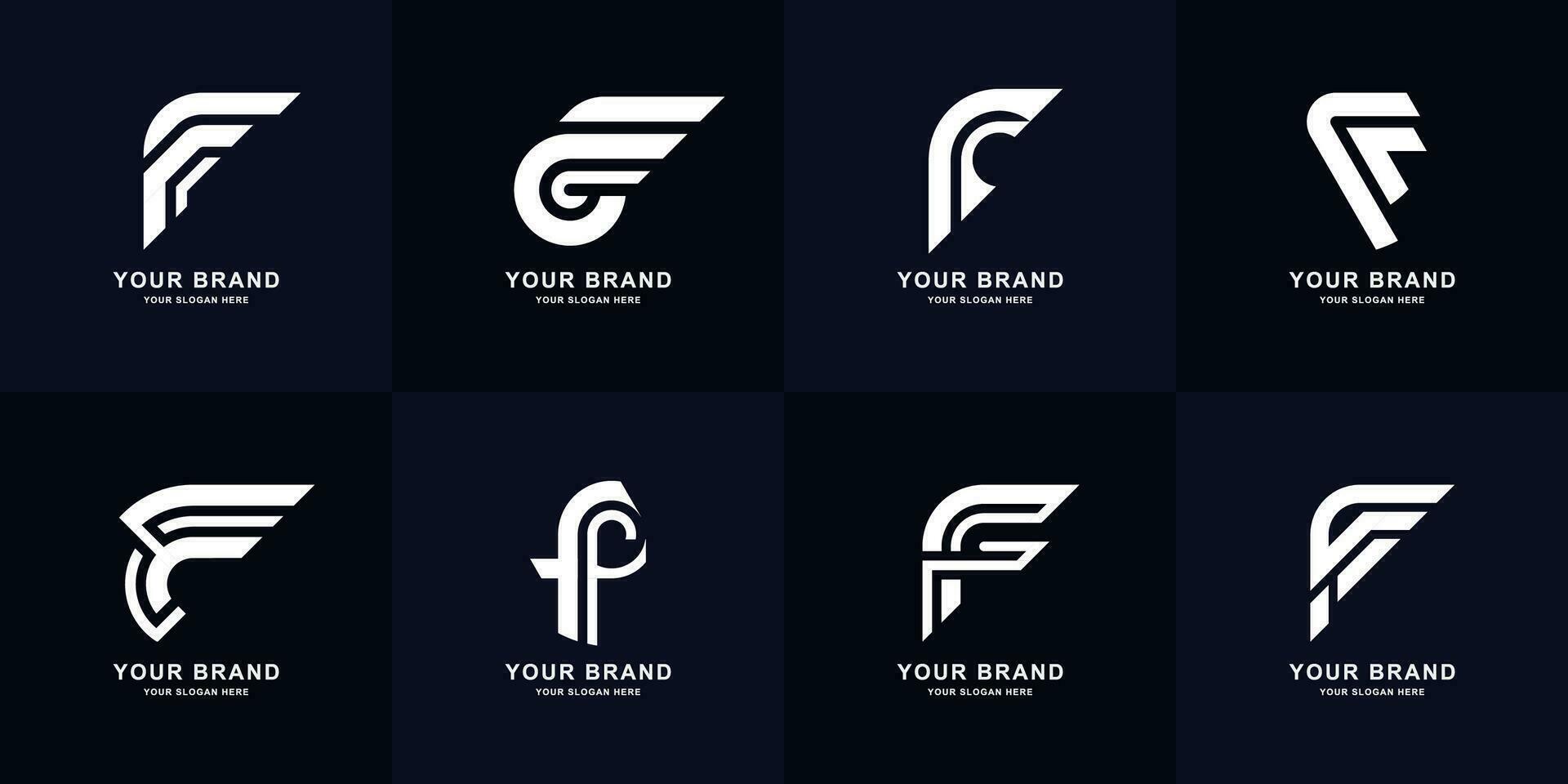 Collection letter F or FF monogram logo design vector