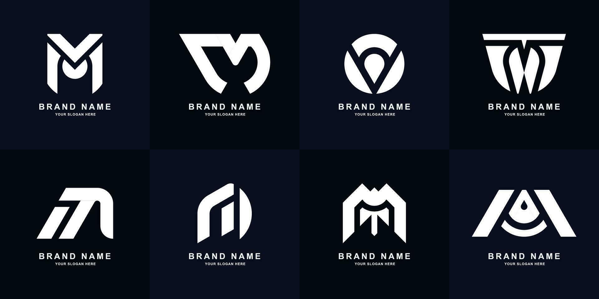 Collection letter M monogram logo design vector