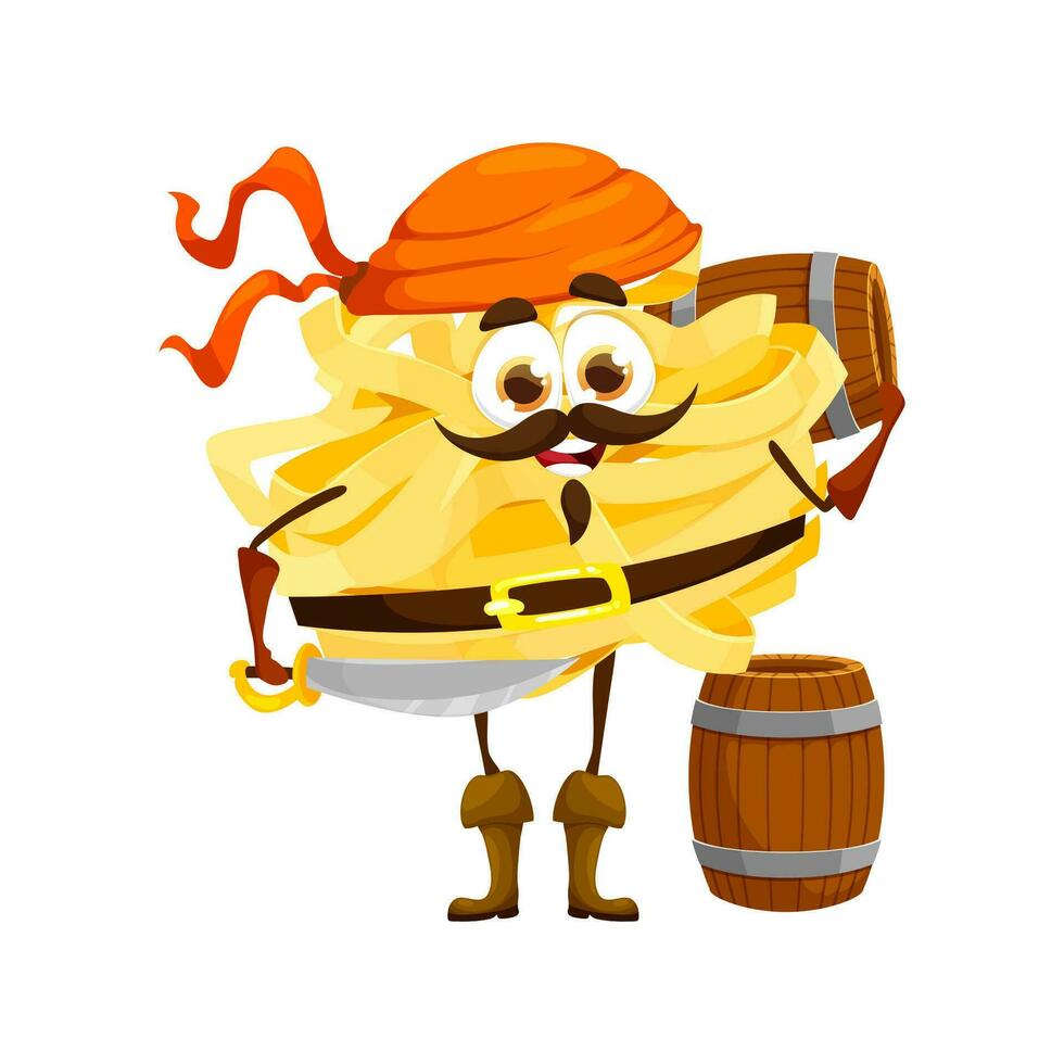 dibujos animados Fettuccine italiano pasta pirata personaje vector