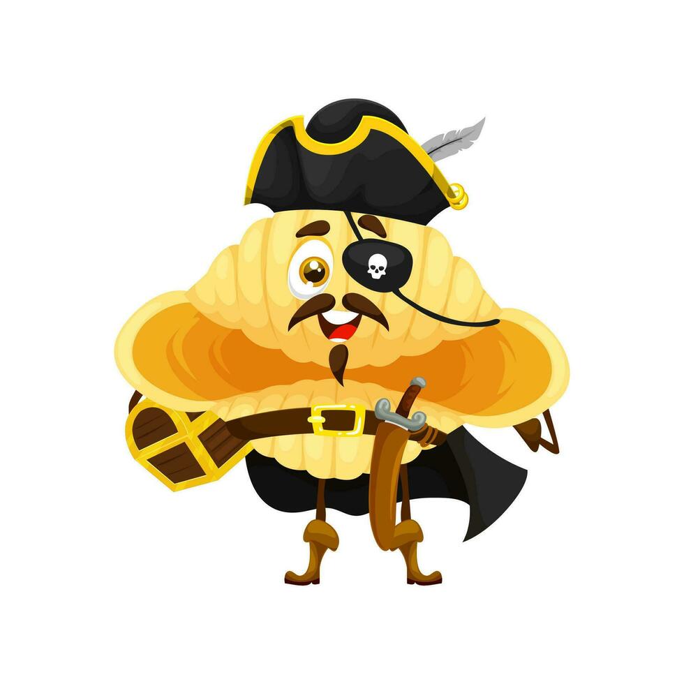 dibujos animados italiano pasta pirata personaje, conchiglie vector