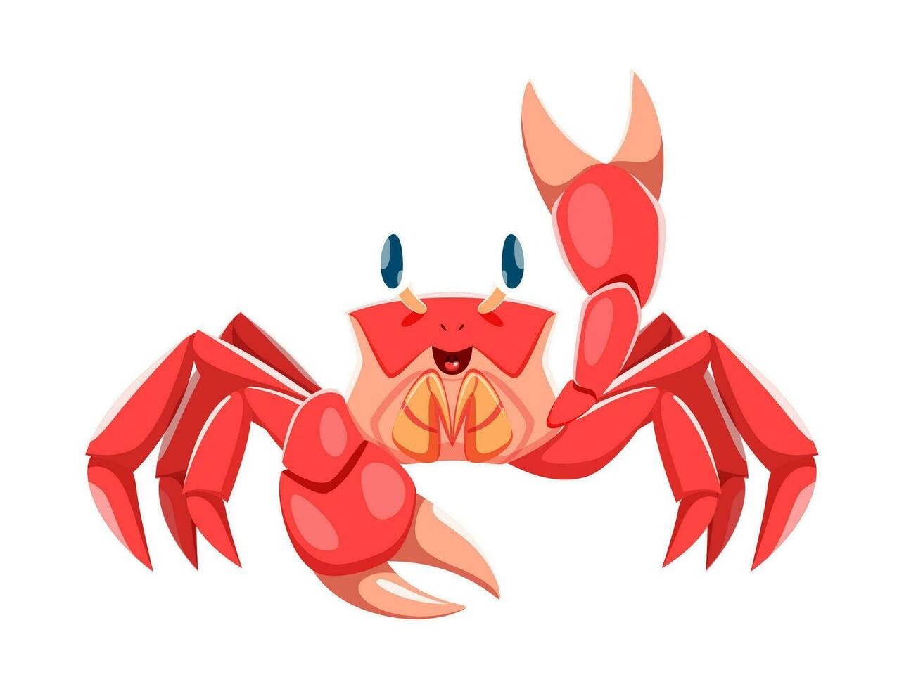 Sea crab character, isolated vector marine animal