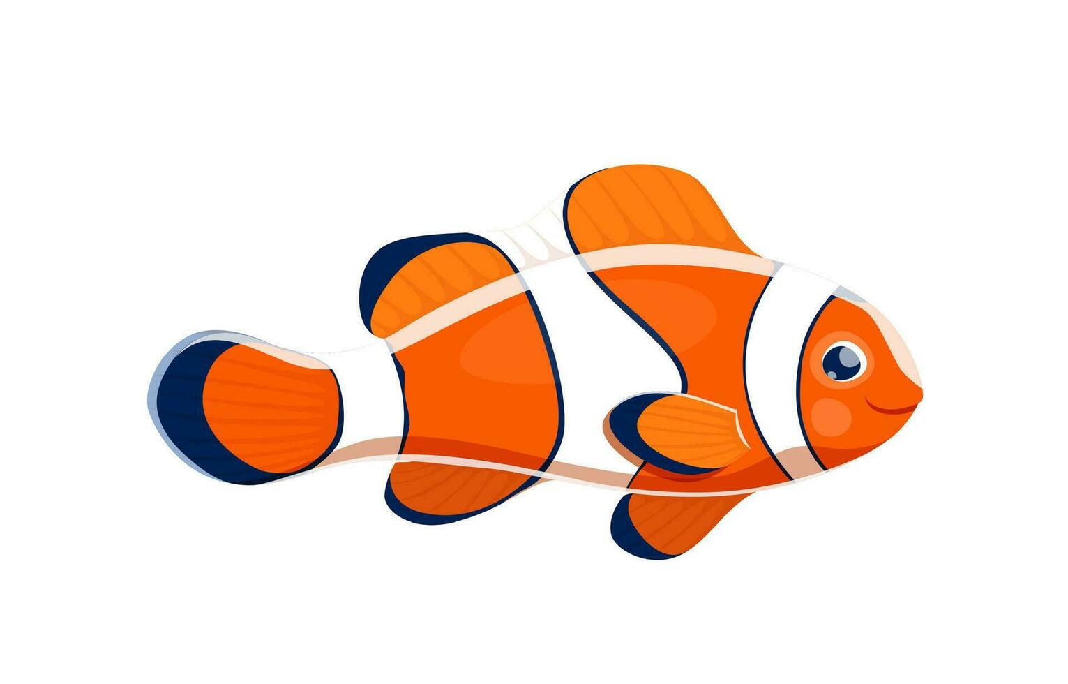 Cartoon clown fish sea animal, colorful creature vector