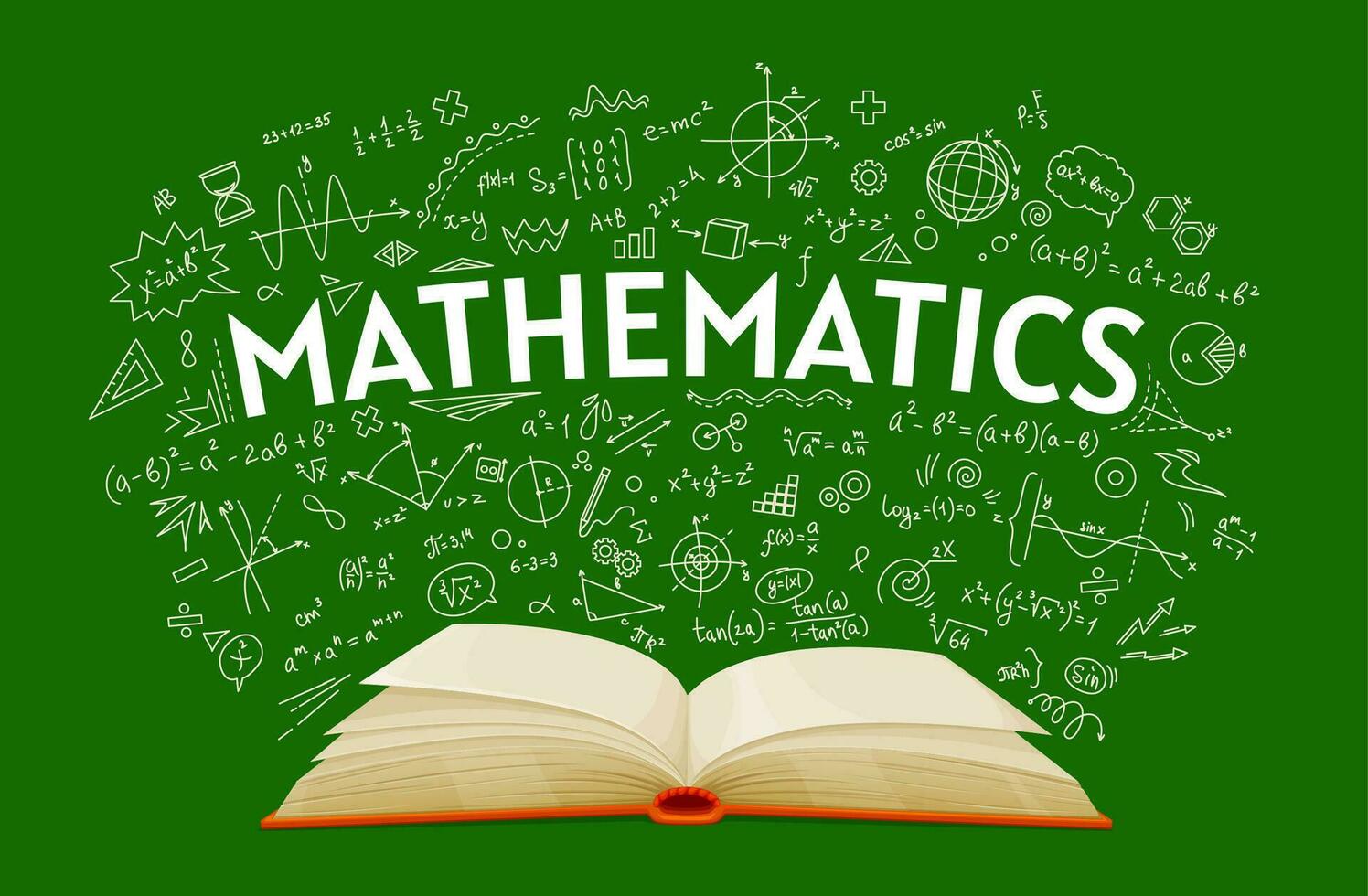 Mathematics textbook, school chalkboard background vector