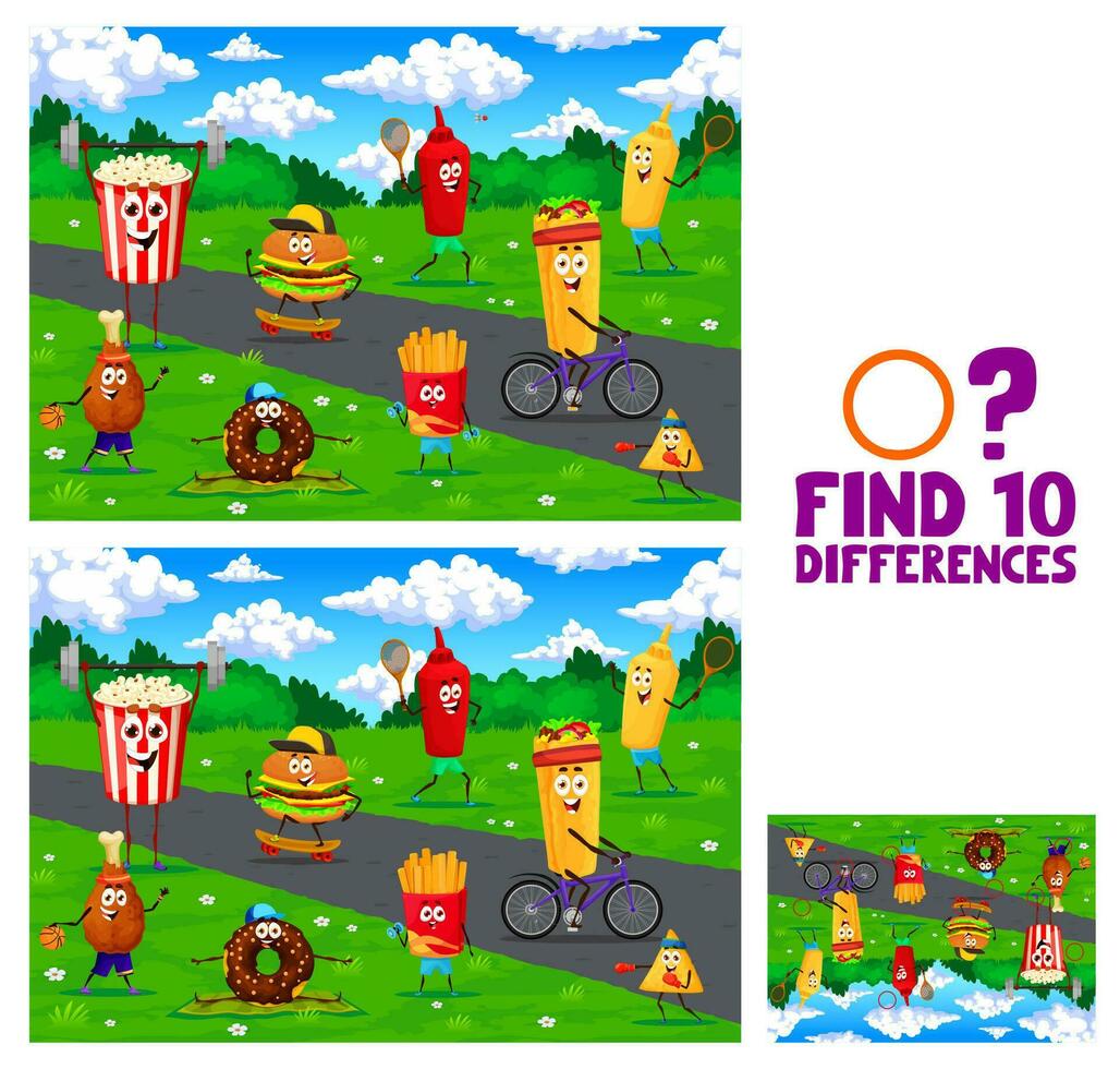 Find ten differences game with fast food character vector