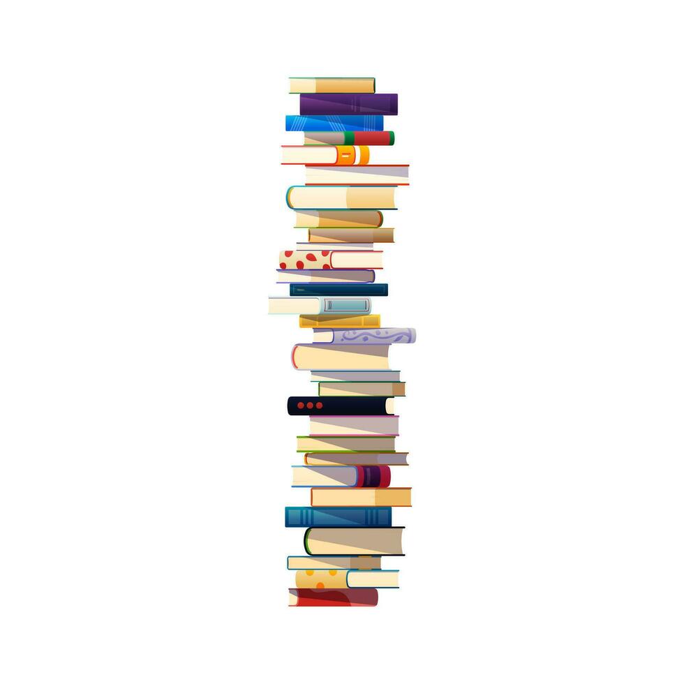 Books stack pile, library or school textbooks heap vector