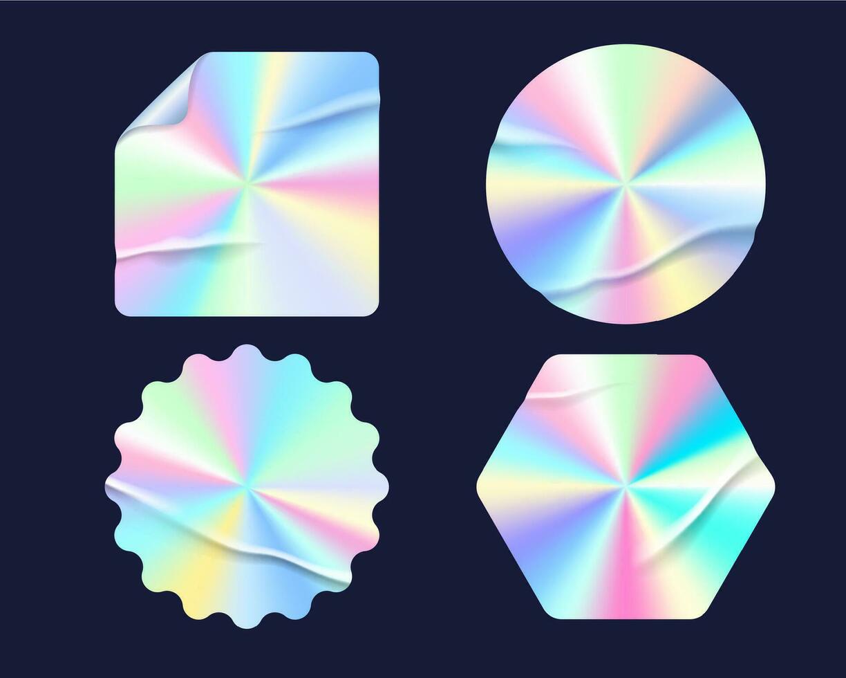 Hologram stickers, quality labels and foil tags vector