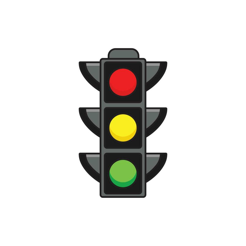Kids Drawing Vector Illustration Traffic Light Flat Cartoon Isolated 