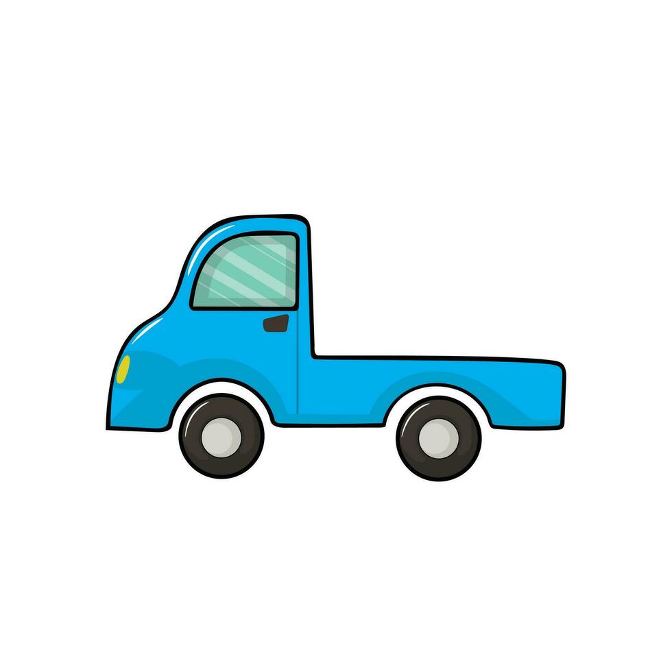 vector illustration pickup truck Mascot Character children cartoon clipart