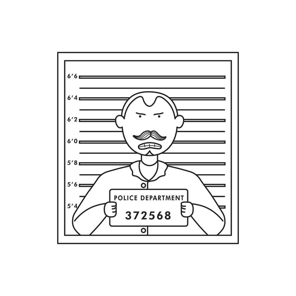 kids drawing Vector illustration Prisoner and Mugshot flat cartoon isolated
