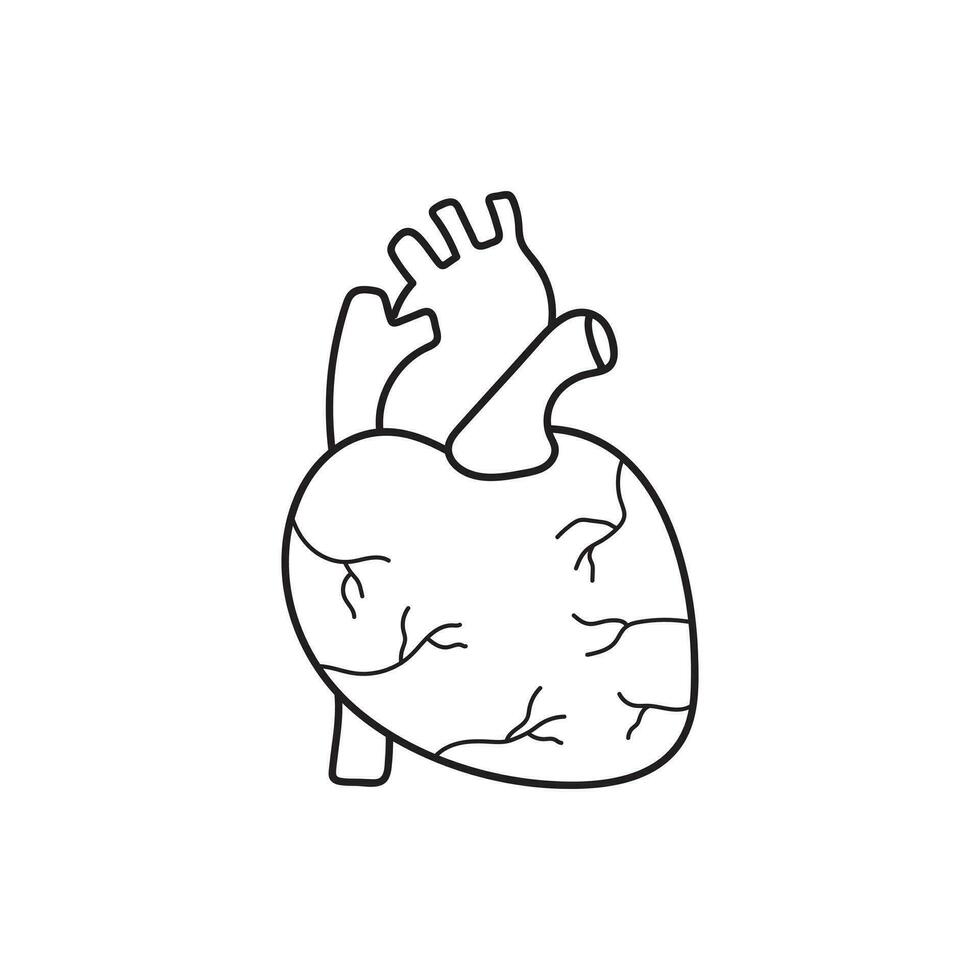mano dibujado niños dibujo dibujos animados vector ilustración corazón icono aislado en blanco antecedentes